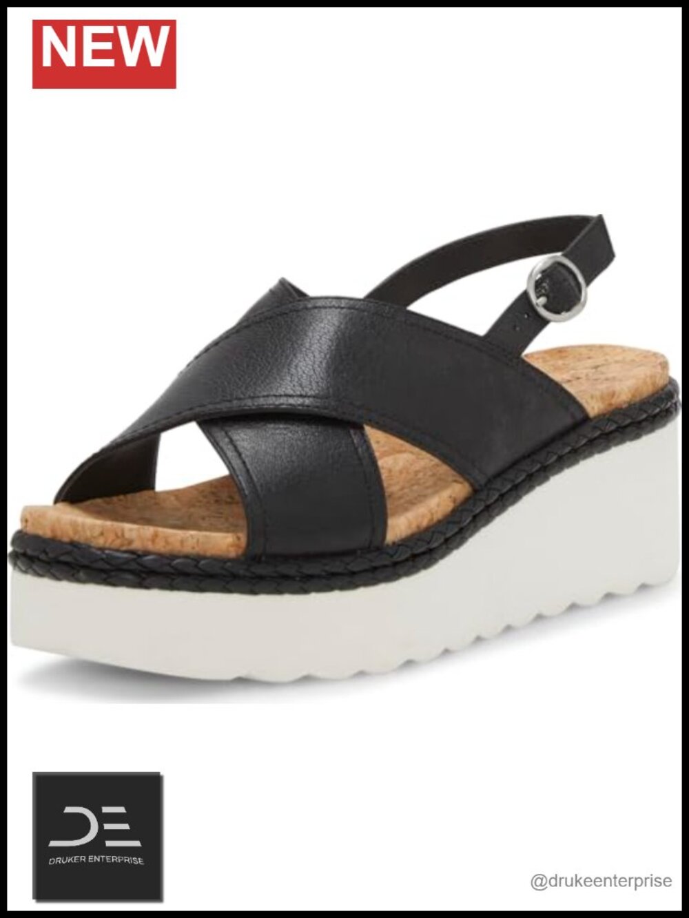 Lucky Brand Women's Pebina Cross Band Wedge Sandals Leather Ankle Strap
